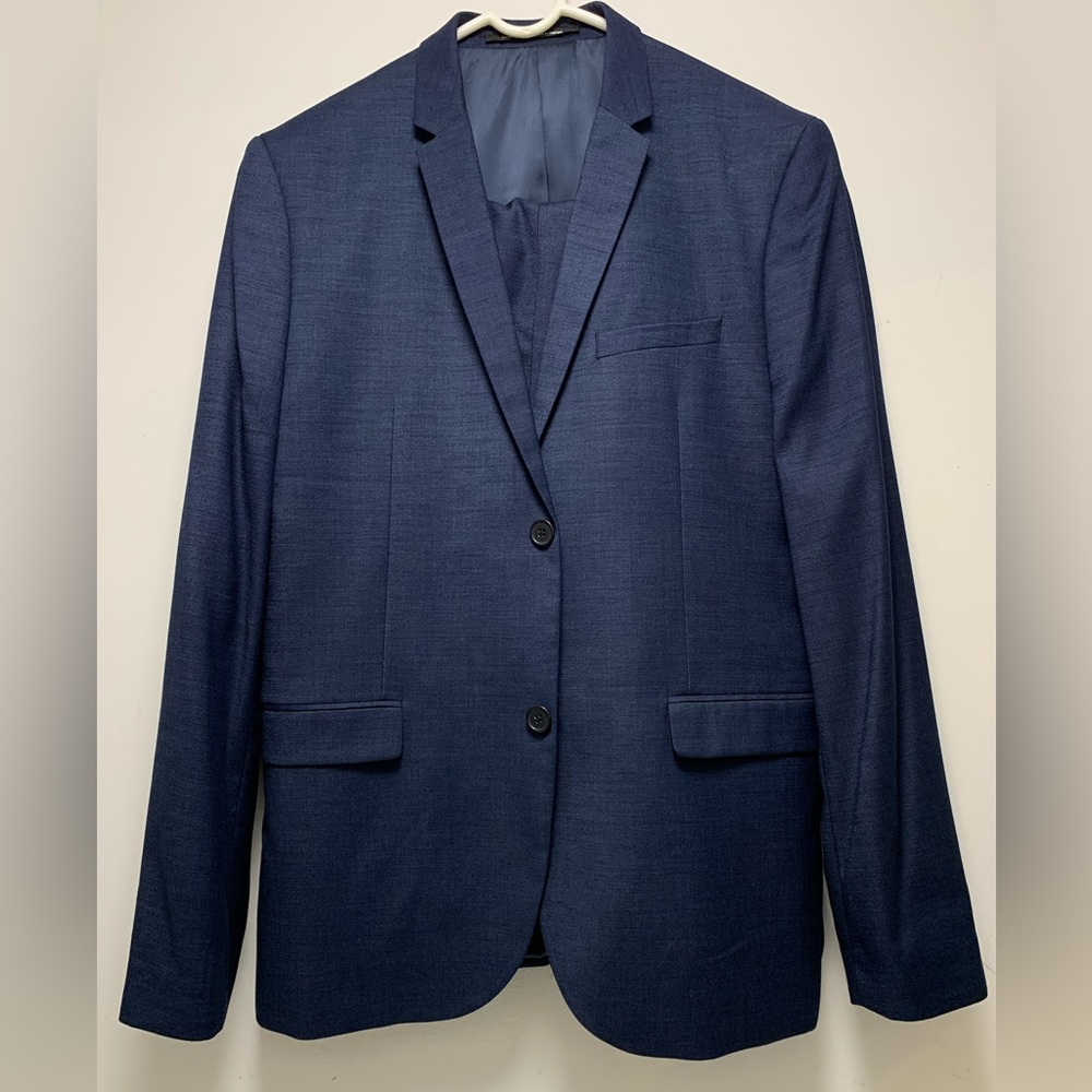 NEW 42R H&M SUIT SLIM FIT NAVY BLUE Jacket & 34”Pant NWOT SALES ZARA SUIT SUPPLY